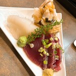 清寿司 - 刺身3点盛り(するめイカ、カツオ、ツブ貝)