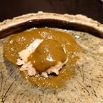 くろ﨑 - 余った肝ソースに切り立てのシャリ