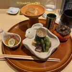 銀座 しのはら - うさぎの深皿や柿の蓋ものでお月見の設え