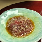 天ぷら はせ川 - マグロの黄身醤油