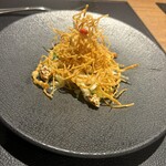 中国薬膳料理 星福 - 果物、胡桃とクラゲの胡麻ソース