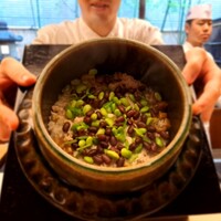 赤坂 菊乃井 - ⚫【御飯】
                「鯛萩御飯　栗  枝豆  小豆  三つ葉」