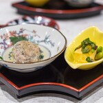 アジ好きですか？ - 2024.9 お通し（500円）アジのつみれ、玉子豆腐