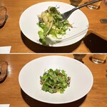 ドンブラボー - ジェノベーゼ、あさり出汁でつぶ貝合わせる、縦巻きのショートパスタ、梶谷農園さんのフレッシュハーブ