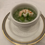 ヴェル・ボワ - 生海苔のロワイヤル　赤海老のポシェ