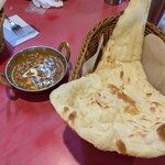 ナンセンター - 日替わりセット　この日の日替わりは野菜たっぷりのキーマカレー　日替わりにはドリンクが付いていないので、ドリンクを付けました