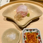 温石 - 真羽太です。薬味は塩と醤油と本山葵
