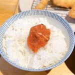 食堂 はまかに - サバ明太飯。このサバ明太だけで、ごはん一杯いただける美味しさです。