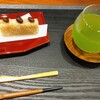 あんと茶と - 季節の和菓子と静岡茶セット(￥1000)、揚げきんつば　ゆず、季節のおすすめ茶　(冷)。