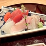 帰燕 - 造り（マグロ、アオリイカ、カンパチ、ヒラメ）