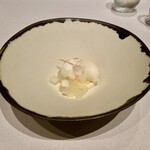 アルカナイズ - 梨の角切りとコンポートとシャーベット 生姜のエスプーマ