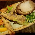 新川にしや - プレノワット鶏とメヒカリの唐揚げ@950