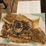ふかたべ - ヒラメの煮魚。ビックな皿は60cm×40cmくらいかな？
