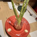 蒸し國廣 - この日のお通し(生で食べられる佐賀県産アスパラガス)