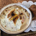 263196199 - モーニングB～ポテトとハムのココットにミニクロワッサン添えです。（2024年9月）