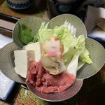 滝の湯旅館 - 煮こむ前のすき焼き