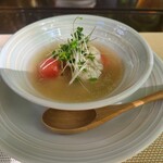 かつら - 鱧とナスと長芋の冬瓜みぞれがけ～梅風味～