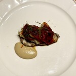 Restaurant Sola - 真鯛、海老、赤ピーマン・黄トマト、ナスのソース