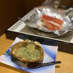 夕庵 - この、蟹みそ甲羅焼きがなんとも旨い