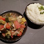 REY-II - サイドメニュー…ナスサラダ＆マッシュポテト～てんこ盛り♪