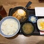 吉野家 - ハムエッグ納豆定食、ドリンクバー