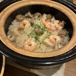 和味酒彩 秋夏 - おまかせ土鍋ごはん（甘エビ、帆立、マッシュルーム）