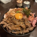 ひだまり庵 本店 - 3種盛肉丼
