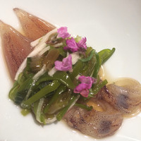 鯛良 白金店 - 生ホタルイカ沖漬け　葉わさび・長芋・めかぶ・花穂と共に
