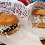 バーガーショップ あいかわ - ←てりやきつくねバーガー　→フィッシュバーガー