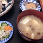 Akebono Shokudo - Supporting sides – Miso Soup, Simmered Thick Fried Tofu, and Pickles