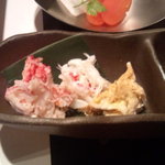 和食すがわら - お通しの毛蟹＆自家製カラスミ