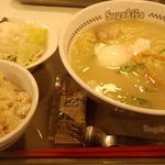 スガキヤ - 玉子入ラーメン（350円）とポテトサラダセット（290円）