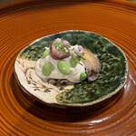 板前てんぷら てん田 - 蒸し鮑と茄子の白和え