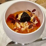 渡辺料理店 - entréeは根室花咲蟹のパプリカソースキャビア乗せ