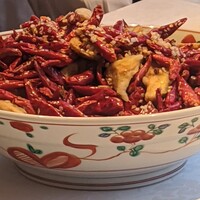 赤坂 桃の木 - 茄子の唐辛子香り揚げ