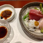 割烹 清風 - お造り（ハモ、ハナダイ、カツオ）　