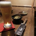 Chuugokusai Shuuka - ビールと付き出し。