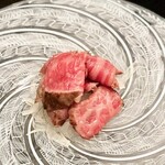 銀座 上瀧 - 2024.8.  上田畜産神戸ビーフ但馬玄の椒麻ソース~椒麻但馬牛肉~
