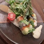 ル・ヴィルギュル - 地元野菜とサーモン、エビのテリーヌ。ソース絶品です。