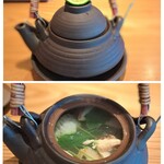 巧 - ◆土瓶蒸し 松茸と鱧と海老が入った土瓶蒸し 蓋をオープンすると良い香り～♡ 季節を感じる松茸のシャキシャキ食感と フンワリの鱧、海老がプリップリ お出汁が良い味で食材それぞれを引き立てます