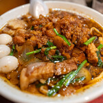 元祖スタミナ満点らーめん すず鬼 - ノーマルのスタ萬そば+まさお(うずら３個)₊ニンニク₊背脂