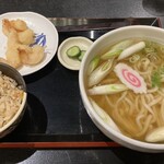 竹や - 小海老天　ひじきごはん　かけ大