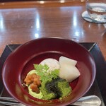 銀座ろくさん亭 - わらび餅　梨　胡桃　アイス