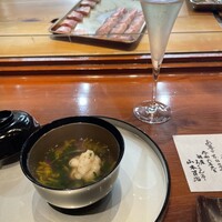 銀座ろくさん亭 - 菊花椀
                    　　　帆立真丈、振り柚子