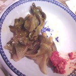 彩華 - ザーサイ（セットのもの：半分食べた＆ラージャンは好みで追加）