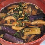 村民食堂 - 鴨つくね＆きのこ汁♪