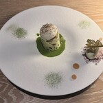 apothéose - ◉いちじくと抹茶の出逢い
      いちじくの果肉と葉/抹茶とよもぎの花のソース