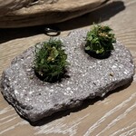 apothéose - ◉野菜のアミューズ(炭のブリニ)