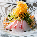 Popular No. 2. Cantonese-style sashimi salad of wild red sea bream with sesame sauce (one serving)