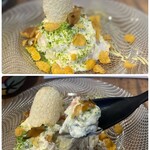 田内屋 - コーンフレークのサクサクと、いぶりがっこの食感が楽しいですね♪( ´▽｀)